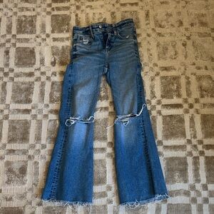 American Eagle Outfitters Blue Distressed Flare Jeans
